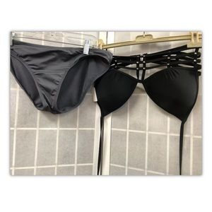 Coral, swimsuit, black, 2pieces, stripes, SizeM.: